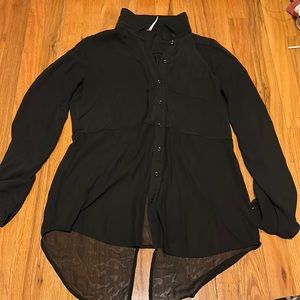 Free People Black Button Down with Shear